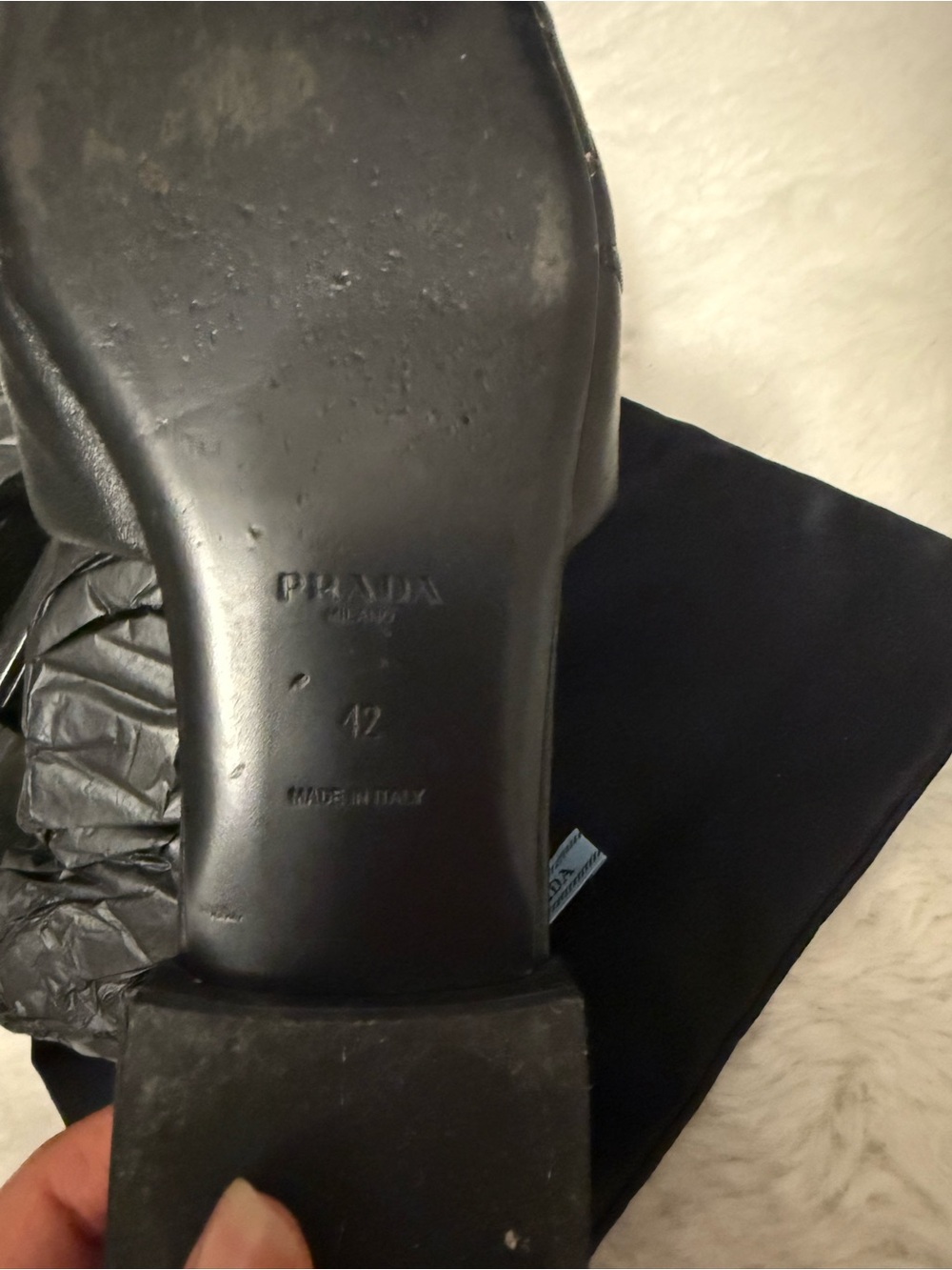 Prada Black Quilted Leather Slide Mules - Picture 8 of 12